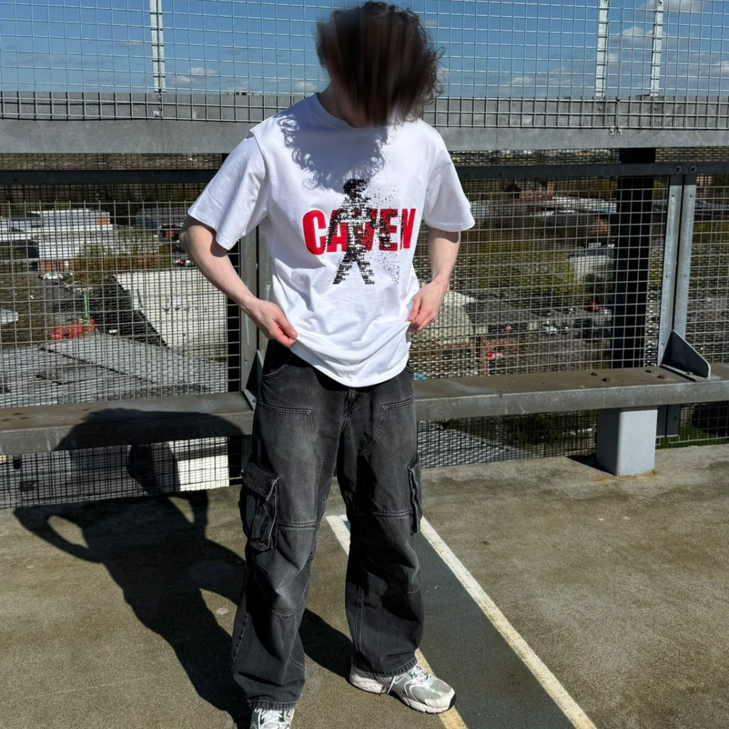 White fragmented tee